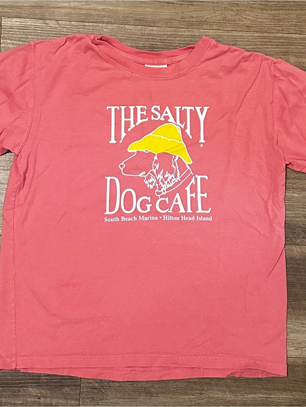 Salty Dog Cafe Hilton Head Youth Large Short Sleeve Coral Pink Tshirt